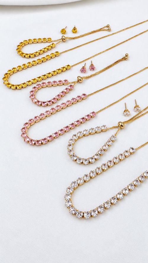 Kit Colar , Pulseira e Brinco Cora��o Riviera Dourado