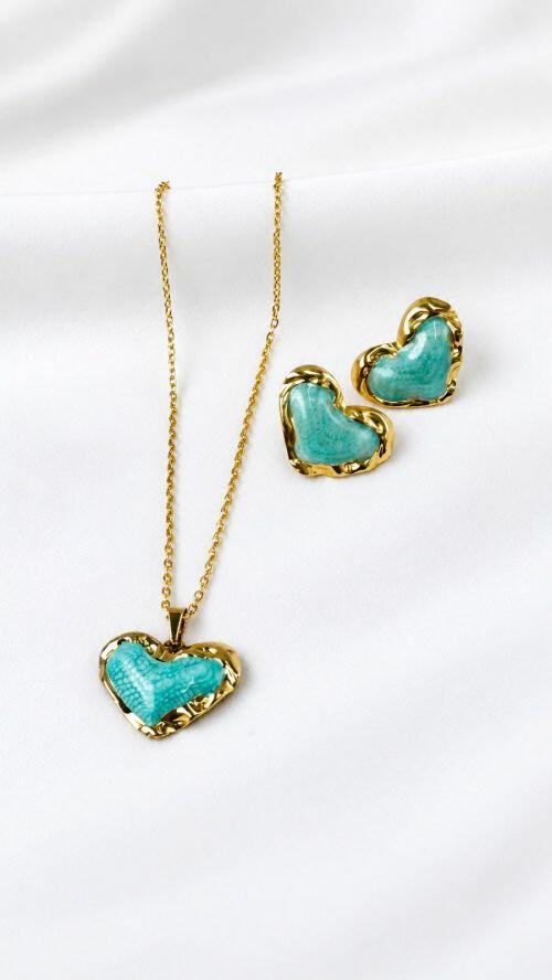 Conjunto Cora��o D�licatesse A�o Inoxidavel Dourado