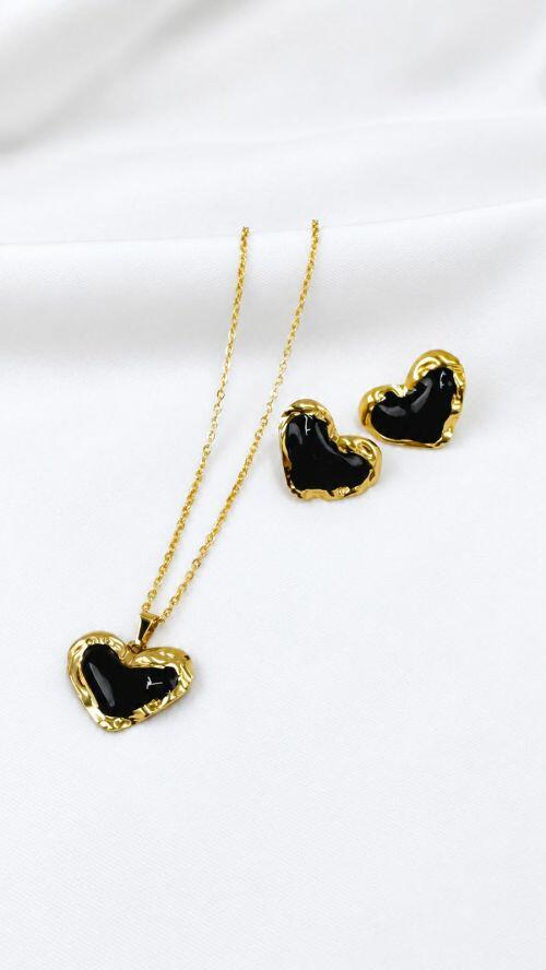 Conjunto Cora��o D�licatesse A�o Inoxidavel Dourado