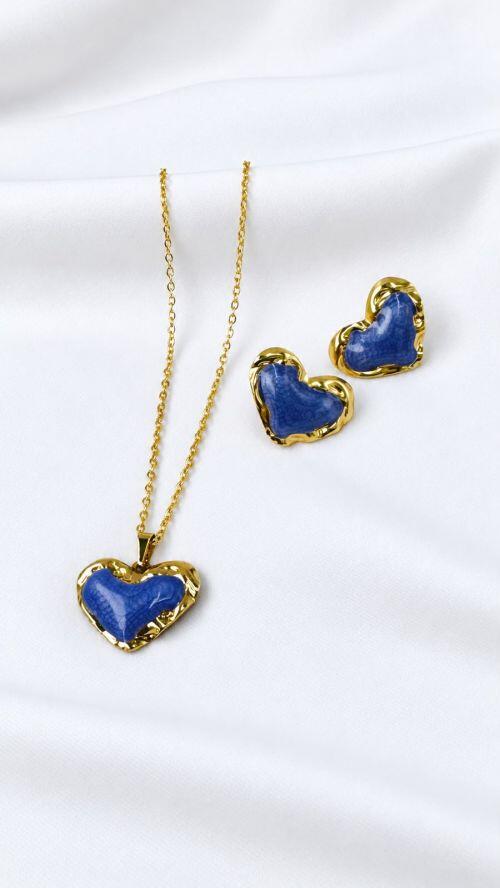 Conjunto Cora��o D�licatesse A�o Inoxidavel Dourado