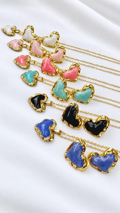Conjunto Cora��o D�licatesse A�o Inoxidavel Dourado