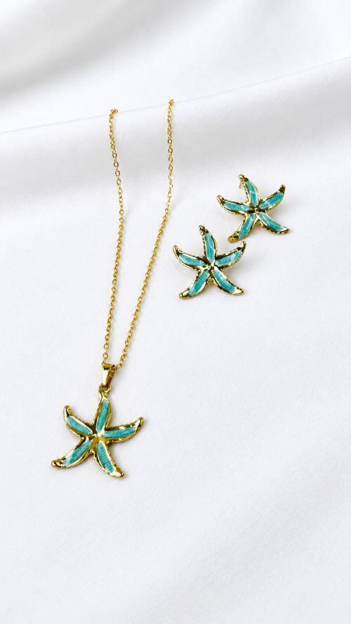 Conjunto Estrela Mako A�o Inoxidavel Dourado