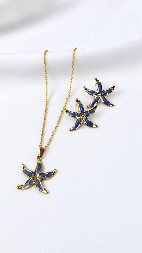 Conjunto Estrela Mako A�o Inoxidavel Dourado