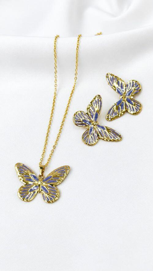 Conjunto Borboleta de Menina A�o Inoxidavel Dourado