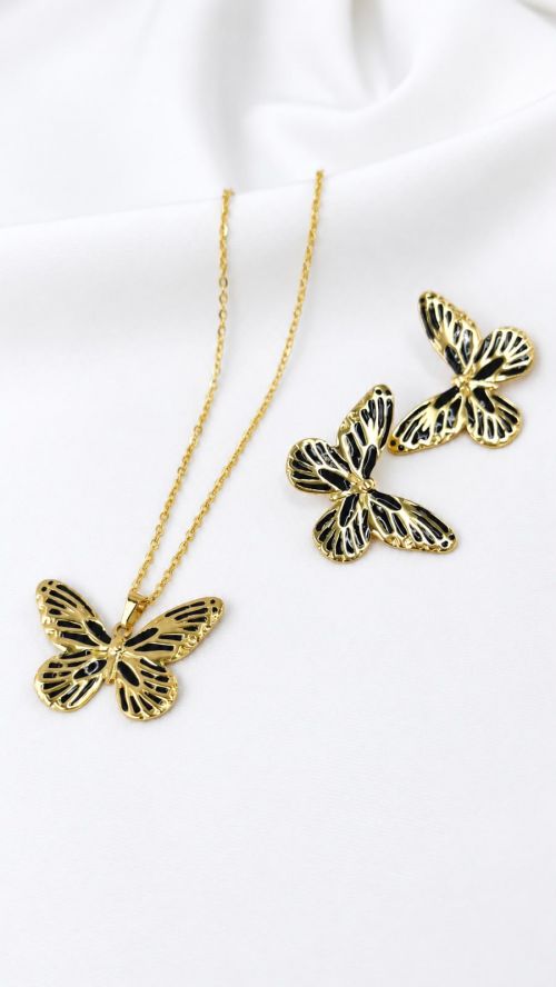 Conjunto Borboleta de Menina A�o Inoxidavel Dourado