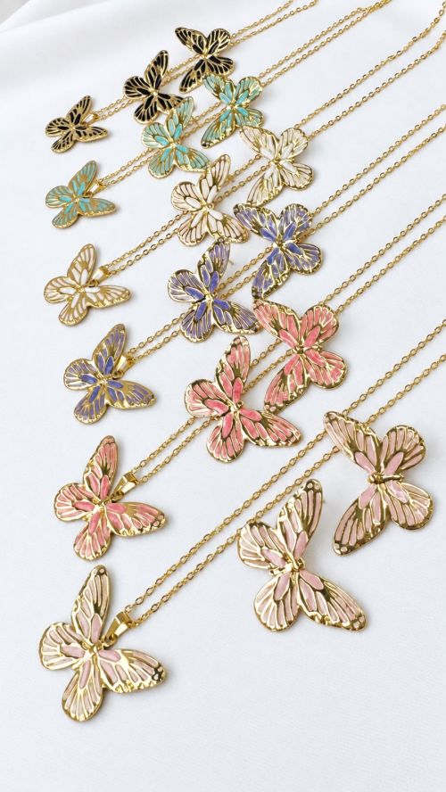 Conjunto Borboleta de Menina A�o Inoxidavel Dourado