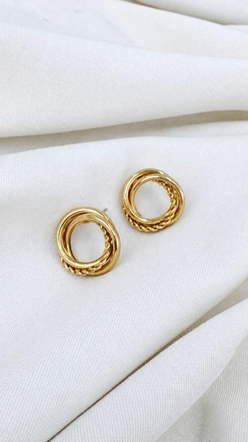 Brincos Voltas Tran�ada Dourado