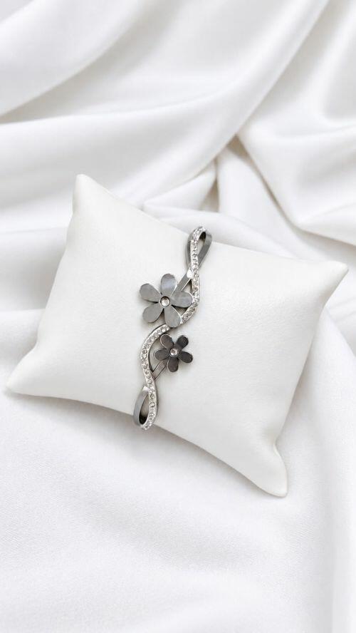 Bracelete Flor Margarida Prata A�o Inoxidavel