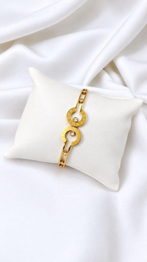 Bracelete Roma Dourado A�o Inoxidavel