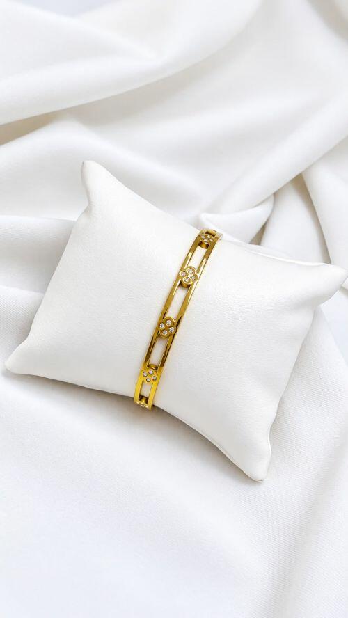 Bracelete Luck Cristal Dourado A�o Inoxidavel
