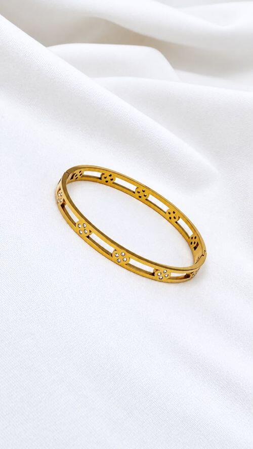 Bracelete Luck Cristal Dourado A�o Inoxidavel