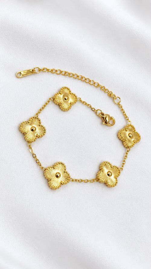 Pulseira Trevo Inpira��o Virginia Dourado A�o Inoxidavel