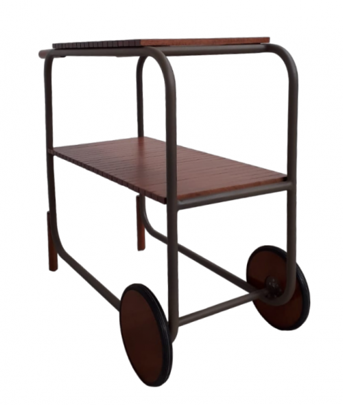 Carrinho Bar Wood - Estrutura em Aluminio e Bandeijas Ripadas