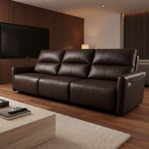 Sof� Alma 3 Lugares Reclin�vel El�trico em Couro | Toro Bianco