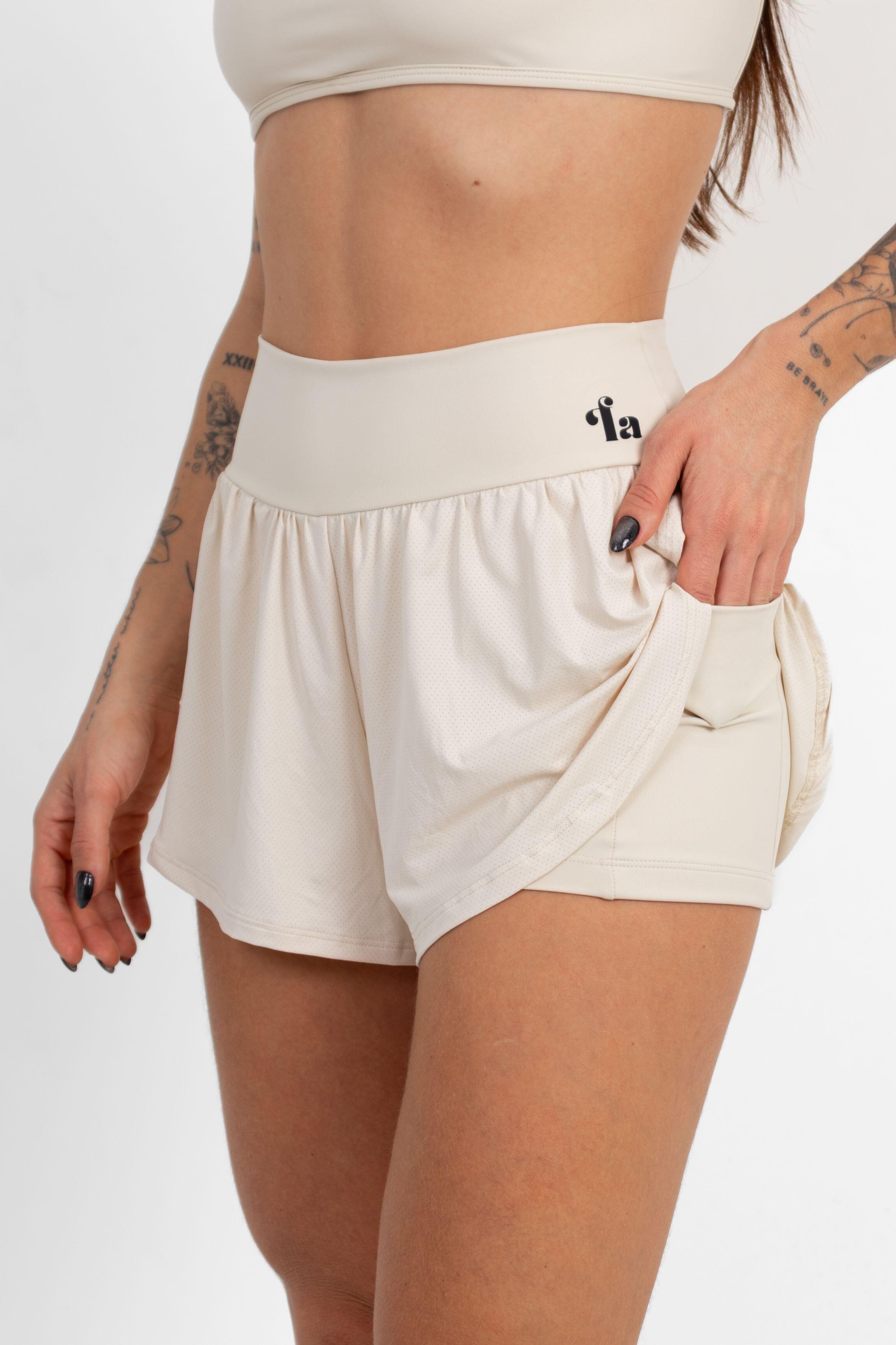 Short Run com Cós Duplo e Bolso Interno | Flora Amar Oficial - a