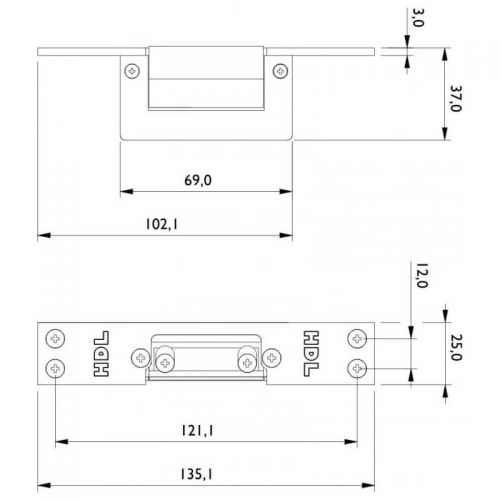 Fecho El�trico HDL FEC-91 CA 12V Espelho Curto Ajust�vel Para Porta 90.01.03.082