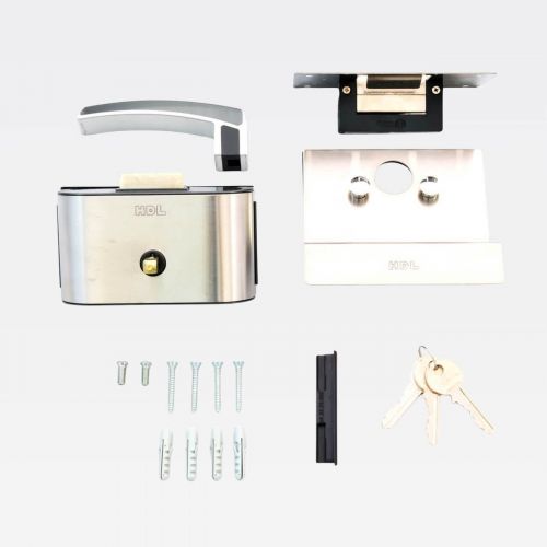 Fechadura El�trica PV90 1R-L AD HDL Para Porta Vidro 1 Folha Inox Puxador 90.01.03.085