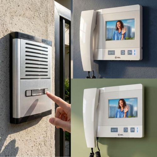 Conjunto V�deo Porteiro Coletivo HDL 2 Pontos com C�mera e 2 Monitores 4,3