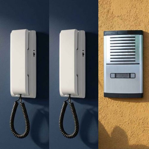 Kit Porteiro Eletrônico Coletivo HDL MPS 2 Pontos + Módulo Acionamento + Gabinete GS-2 + 2 Monofones AZ-01 + Fonte TRA-400
