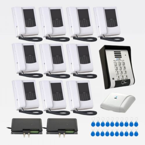 Kit Vídeo Porteiro Coletivo HDL F20 Vídeo ID 10 Pontos c/ Leitor RFID + Telefones