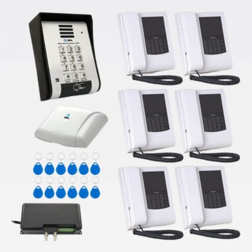 Kit Vídeo Porteiro Coletivo HDL F20 Vídeo ID 6 Pontos c/ Leitor RFID + Telefones