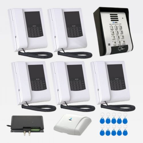 Kit V�deo Porteiro Coletivo HDL F-20 ID 5 Pontos c/ Leitor RFID + Telefones