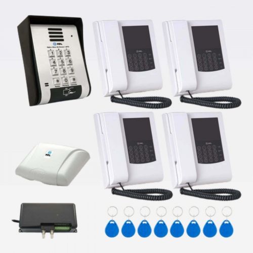 Kit Vídeo Porteiro Coletivo HDL F20 Vídeo ID 4 Pontos c/ Leitor RFID + Telefones