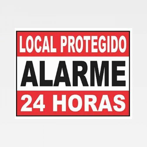Placa Indicativa Local Protegido Alarme 24h PVC