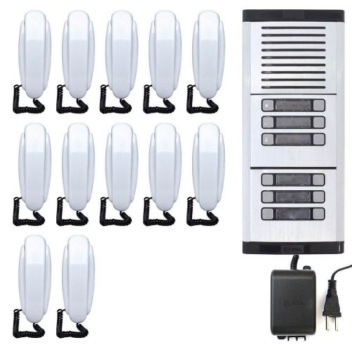 Kit Porteiro Eletr�nico Coletivo 12 Pontos HDL Interfone Predial Completo c/ 12 Monofones AZ-01 + Fonte TRA-400 HDL
