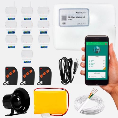 Kit Alarme Wifi Continente ALW320 10 Sensores Magn�ticos Sem Fio Porta/Janela