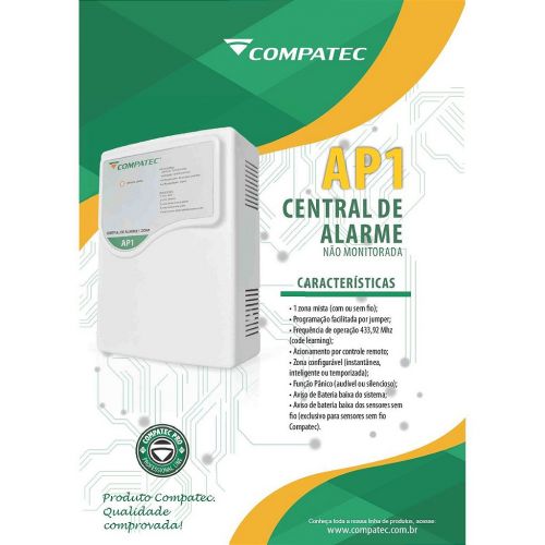 Kit Alarme Residencial Sem Fio Compatec AP1 4 Sensores Abertura