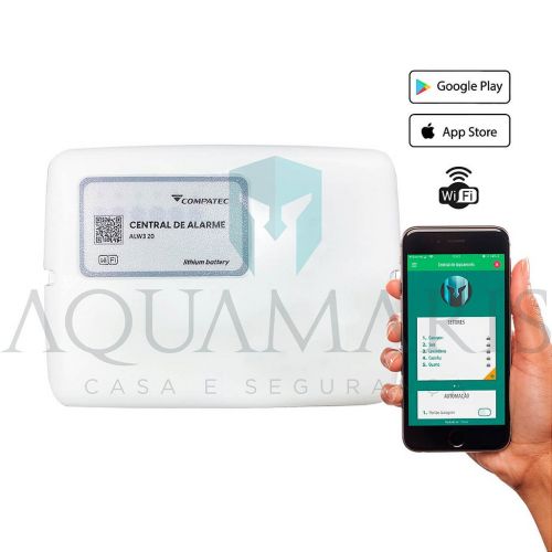 Kit Alarme Wi-Fi Compatec c/ 2 Sensores Infravermelho Pet Immune + Sirene + Bateria