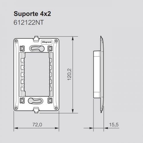 Suporte 4x2 PIAL Plus+ Preto Legrand 612122NT