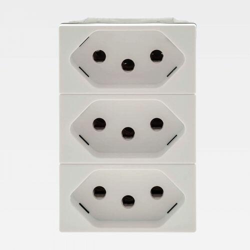Módulo Tomada Tripla 2P+T 10A PIAL Plus+ 250V Borne Automático Branco Legrand 615043BC