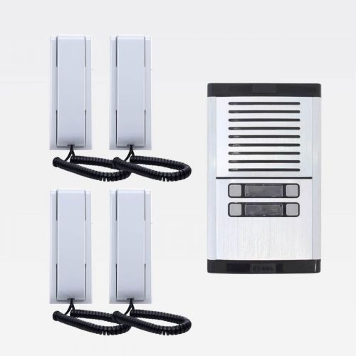 Kit Interfone Coletivo HDL 4 Pontos MP/MPD Gabinete GS-2 + 4 Monofones AZ-S01 + Fonte TRA-400