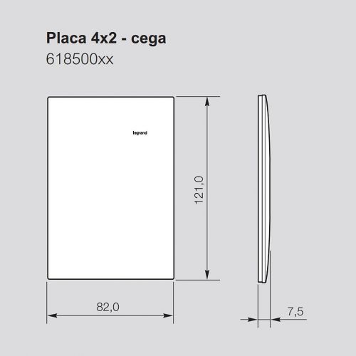 Placa 1 Posto Preto 4x2 Pial Plus+ Legrand 618501PT