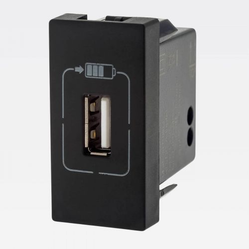 Módulo Carregador USB Simples PIAL Plus+ 1500mA Preto Legrand 615088PT
