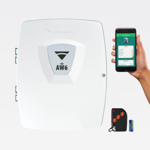 Kit Alarme Wi-Fi Compatec AW6 c/ 10 Sensores Magn�ticos Com Fio + Sirene + Bateria
