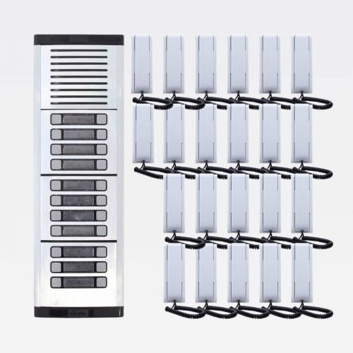Kit Interfone Coletivo HDL 22 Apartamentos MPS Gabinete GS-4 + 22 Monofones AZ-S01 + Fonte TRA-400