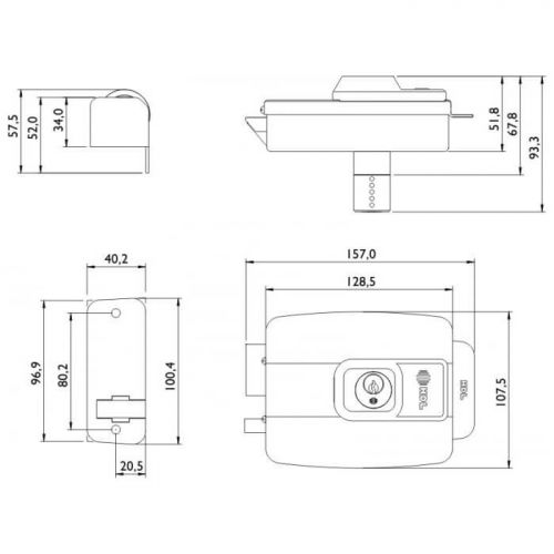 Fechadura El�trica HDL C-90 PRO AF AJ Bot�o Inox Cilindro Ajust�vel 31-87mm HDL 90.01.03.045