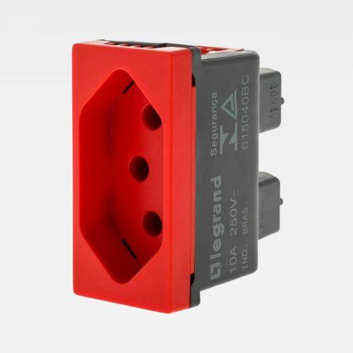 Módulo Tomada 2P+T 10A PIAL Plus+ 250V Vermelho Legrand 615083VM