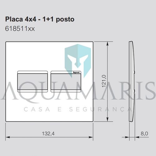 Placa 4x4 1+1 Postos PIAL Plus+ Branca Legrand 618511BC