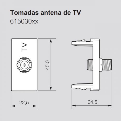 M�dulo Tomada Antena TV Tipo F PIAL Plus+ Preto Legrand 615030PT