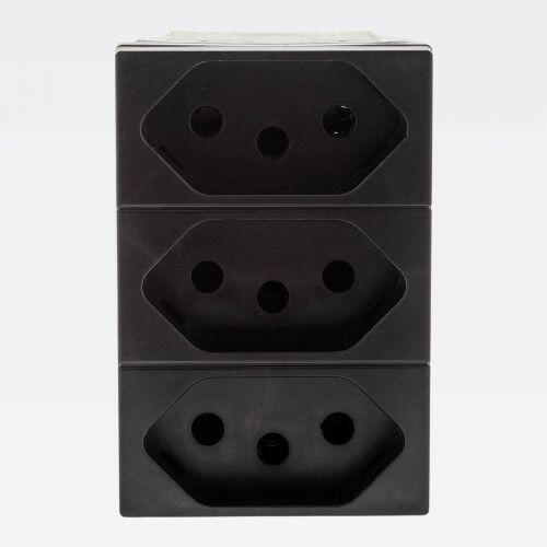 Módulo Tomada Tripla 2P+T PIAL Plus+ 10A 250V Preta Legrand 615043PT