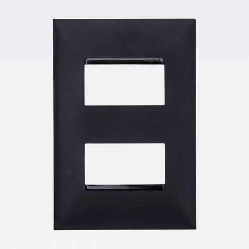 Placa 4x2 2 Postos Separados PIAL Plus+ Preta Legrand 618506PT