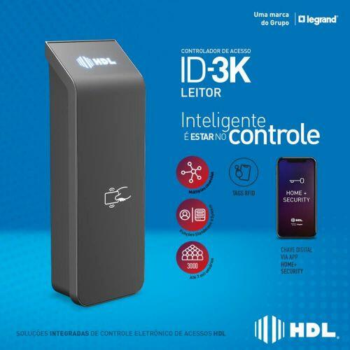 Controle de Acesso Leitor RFID ID-3K HDL 3000 Usu�rios IP66 Bluetooth