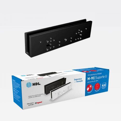 Suporte U Fechadura Eletroímã HDL M-90 Para Porta de Vidro Branco/Preto HDL