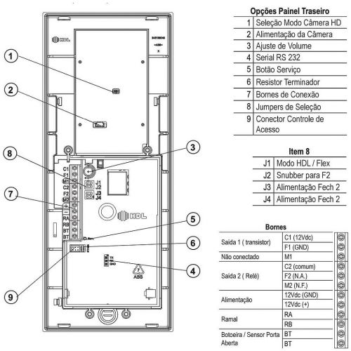 V�deo Porteiro HDL F-20 Full C�mera HD 720p RFID Senha Bluetooth Alum�nio HDL 90.02.15.002