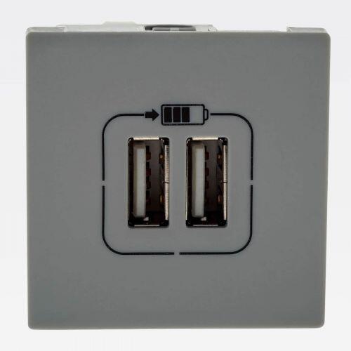 Módulo Carregador USB Duplo PIAL Plus+ 3000mA Cinza Legrand 615089CZ