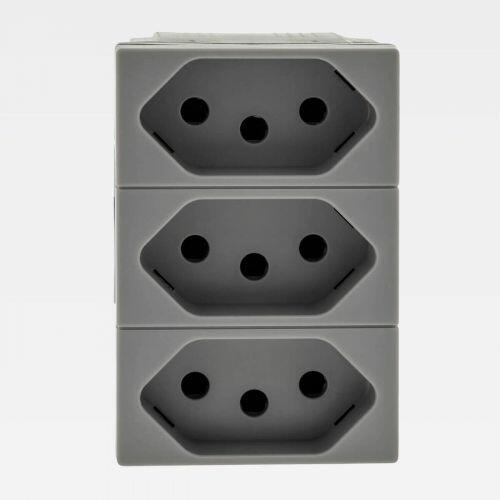 Módulo Tomada Tripla 2P+T PIAL Plus+ 10A 250V Cinza Legrand 615043CZ